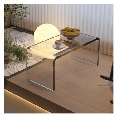 Imagem de Mesa de Centro Mesa pequena de janela flutuante acrílica, mesa de estar, mesa de computador, casa moderna simples tatami mesa curta Mesa de Chá(Clear)