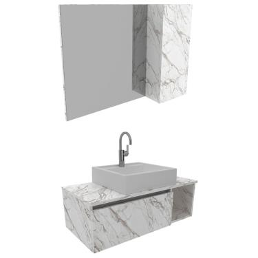 Imagem de Gabinete Com Cuba E Espelheira Bn3600x01x02 Marmore Branco