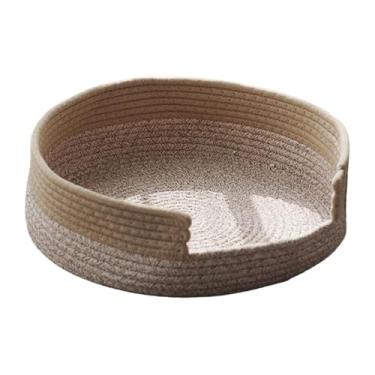 Imagem de MFMEXUL Cama para Gatos em Tecido, Cesta, Resistente Ao Desgaste, Respirável, Arranhador, Cama para Dormir para Gatos Pequenos, Médios E Grandes, Anive, Marrom Cinza