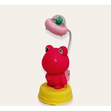Imagem de Luminaria Abajur Infantil Formato Sapo Rosa Articulado Led Com Apontador USB
