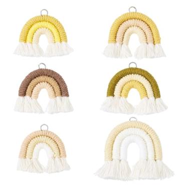 Imagem de Spritewelry Amuletos de borla arco-íris feitos à mão pingentes de borla arco-íris coloridos boêmios macramê pingentes para decoração de bolsa de mão de artesanato DIY