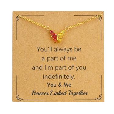 Imagem de SOPIFY Colar feminino com pedra do mês de nascimento de borboleta, dourado, delicado para mãe, filha, irmã, avó, neta, amigas, melhores presentes de pedra do mês de nascimento, Adjustable, Cobre, Sem