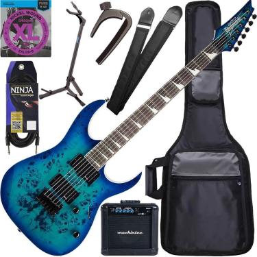Imagem de Kit Guitarra Ibanez Gio Grgr-221 Pa Hh Aqua Burst Aqb Gx04