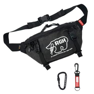 Imagem de Pochete tática masculina Rough Enough tiracolo grande bolsa de cintura para homens, Preto, Large, Pochete masculina transversal