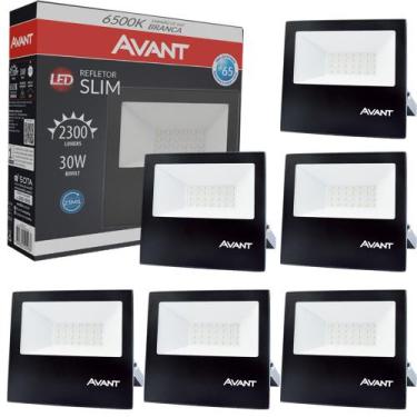 Imagem de 6 Refletor Slim Iluminação Externa Comercio Luz Branca 6500k Bivolt 30