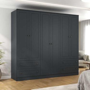 Imagem de Guarda Roupa 240cm c/ 6 Portas de Abrir e 4 Gavetas 100% MDF - Mambel 