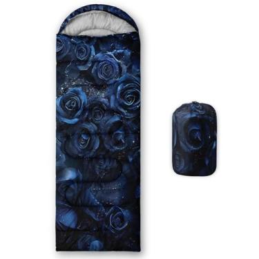 Imagem de Smell Sunshine Saco de dormir infantil para meninos e meninas, estampa de rosa azul, leve, quente, portátil, uso interno, impermeável, resistente ao clima frio, saco de dormir para acampamento e