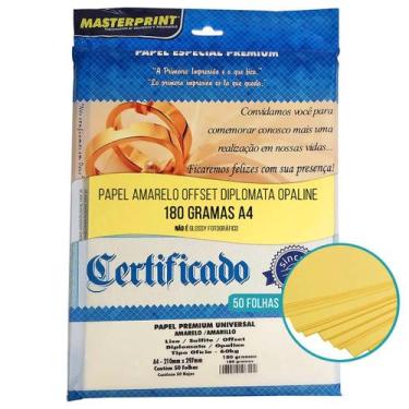 Imagem de Papel amarelo diplomata/liso/offset 180g a4 - 50 fls - Masterprint