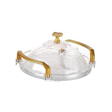 Imagem de SiaBiced Bandeja de Servir Bandeja de Bolo Cúpula com Alça Bandeja de Servir com Tampa Transparente para Cozinha, s, Tamanho real