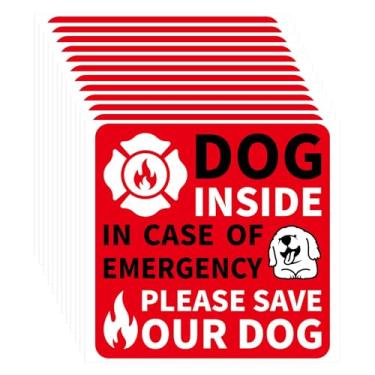 Imagem de 12pcs Dog Inside Fire Rescue Sticker, 3.5x3.5 Inch Waterproof Emergency Pet Alert Safety Sticker for House Window Door Helps Fireman Locate Pets in Case of Emergency