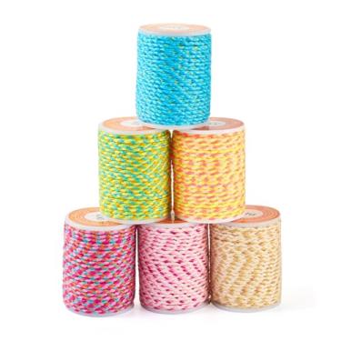 Imagem de BB Beadthoven 6 Rolos De Cordão Algodão Trançado 1,5 Mm, 4 Fios Coloridos Para Contas, Pulseiras Da Amizade, Fabricação Joias, Corda Macramê, Cabides Parede, Suportes Plantas, Artesanato Kumihimo Di