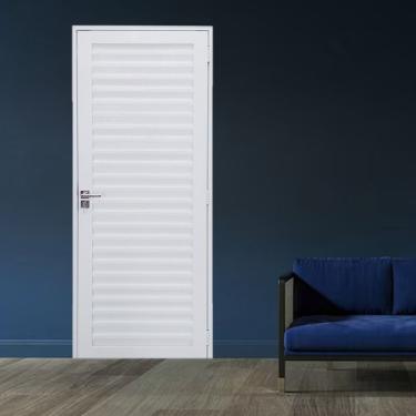 Imagem de Porta Palheta De Alumínio 210 X80cm Linha 30 Lado Esquerdo Esquadrias Bergamo Branco