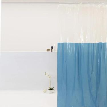 Imagem de Cortina Box Para Banheiro PVC 198x180cm Antimofo - Komeco, Cortina Azu