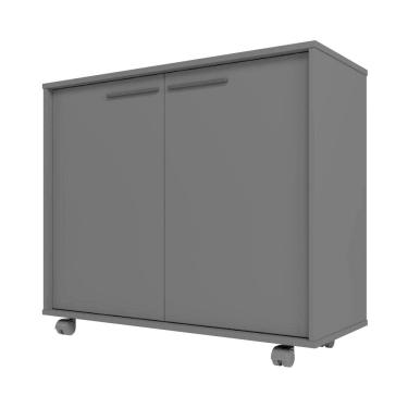 Imagem de Balcão Multiuso 2 Portas 2 Prateleiras BMU114 com Rodízios Preto - BRV Móveis