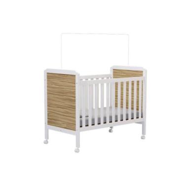 Imagem de Berço / Mini Cama Infantil Cloe 2 em 1 Branco/Amendoa - Peroba - Móvei