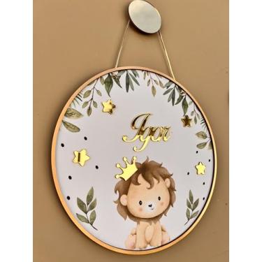 Imagem de PORTA MATERNIDADE MDF REDONDO LEÃO VERSÍCULO MENINO SELVA (2- MODELOS SEM VERSICULO)