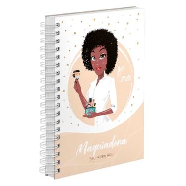 Imagem de Agenda Comercial 2026 Personalizada Capa Dura Maquiadora Cabelo Crespo Cores (Nude)