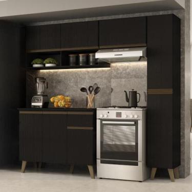 Imagem de Armário de Cozinha Completa Atlanta Slim Preto Touch - Carraro