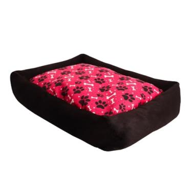 Imagem de Cama Pet Quadrada Caminha Colchonete de Cachorro e Gato Antiderrapante Estampada(Pata Pink,Grande (1,00mX70cm))