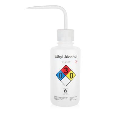 Imagem de LABINVO Frascos de lavagem de álcool etílico, 1 peça de Vol.500ml (500 ml), boca estreita, frascos de lavagem de segurança autoventilados, material LDPE, IN-WBE501
