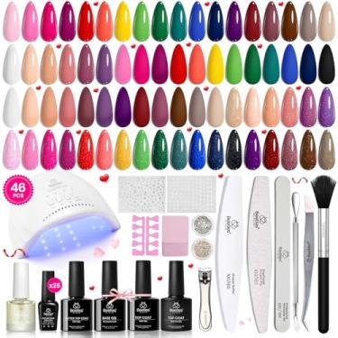 Imagem de beetles Gel Polish Kit De Esmaltes Em Com Luz Uv, 46 Peças, 25 Cores, Conjunto Dia Dos Namorados, Base Brilhante, Fosco, Glitter, Top Coat, Vermelho, Verde, Marrom, Azul, Rosa Nude, Manicure, Presen