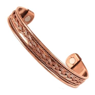 Imagem de Touchstone Pulseira de cobre estilo tibetano. Forjado à mão com punho de joias de cobre sólido e de alto calibre para mulheres e homens., One Size, Cobre e latão, Sem Pedra Preciosa