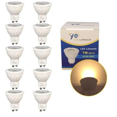 Imagem de Kit 10 Lampada Led Dicroica Mr16 7w Gu10 3000k Branco Quente