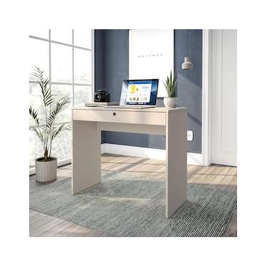 Imagem de Mesa Escrivaninha Politorno Conquista 1 Gaveta MDP Compacta Corrediça Metálica Pintura UV