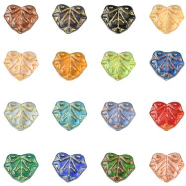 Imagem de UR URLIFEHALL 16 peças, 16 cores, outono, folha de bordo, contas feitas à mão, folhas de árvore de outono, contas para fazer joias, brincos, pulseiras, colar