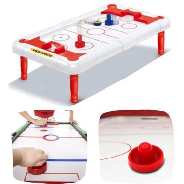 Imagem de Jogo De Hóquei Mesa Pequeno Portátil 1 Disco 2 Empurradores BRINQUEDO TABULEIRO MINI HOCKEY AIR INFANTIL COMPLETO COM PÉZINHO QUALIDADE PREMIUM 43/24 CM