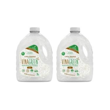 Imagem de 2 Lava Roupas Coco Líquido Vinagreen 3L Vinagre Bicarbonato Hipoalergê