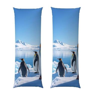 Imagem de Capa de travesseiro corporal com zíper oculto, fronha longa de microfibra macia e respirável para travesseiro corporal, capas de travesseiro de gelo pinguim antártica para dormir presente para cama 50