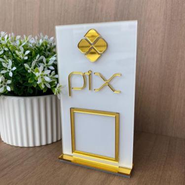 Imagem de Placa Pix Pagamento QrCode de Mesa Balcão com base Acrílico - Criativa