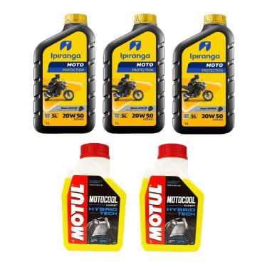 Imagem de Kit 3L Troca Oleo Ipiranga Mineral Motor Protection 20W50 Sl Mt07 Xj6 Lander  + 2 Motocool Motul