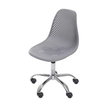 Imagem de Cadeira Giratória Eames Colmeia Polipropileno Cinza Base Rodizio Cromada
