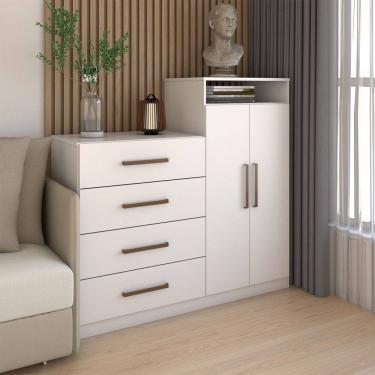 Imagem de Cômoda Patronum 2 Portas 4 Gavetas Branco - Panorama Móveis