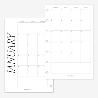 Imagem de MAY PAPER CO. Recarga de planejador mensal clássico 2026, agenda mensal em duas páginas, para mini notebook HP de 7 discos, 4,6 x 7 (meses contínuos, início de segunda-feira)