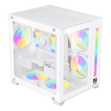 Imagem de Gabinete Gamer New Hero Majesty, RGB, Mid Tower, Vidro Temperado, Sem Fonte, Sem Fan, Branco