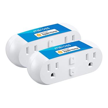 Imagem de Meross Plugue inteligente duplo WiFi, tomada inteligente 2 em 1 15A, suporta Apple HomeKit, Siri, Alexa, Echo, Google Home e SmartThings, voz e controle remoto, temporizador, sem necessidade de hub,
