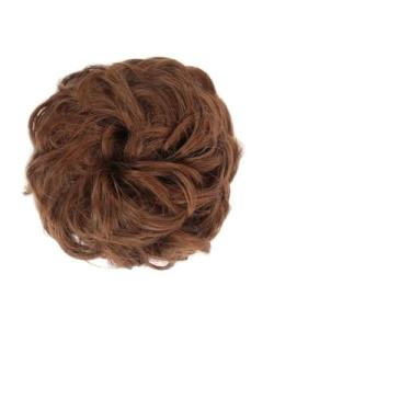Imagem de Mulheres Bun Scrunchies 1 pçs ao redor no cabelo rabo de cavalo rosquinha coque acessórios de cabelo para mulheres sintético bagunçado cacheado ondulado chignon com envoltório de elástico Pão (Color
