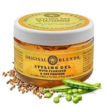 Imagem de Original Blends Styling Gel - Gel natural para cabelo com linhaça e proteína de soja – não descama, firme ou leve para todos os tipos de cabelo – Produto de cabelo para adultos e crianças – (frasco de
