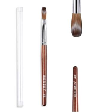 Imagem de MODELONES Acrylic Nail Brush 100% Pure Kolinsky Hair Bristles Oval Crimped Shaped Sturdy Wooden Handle Acrylic Powder Nail Art Brush Professional Manicure Pedicure Size 8