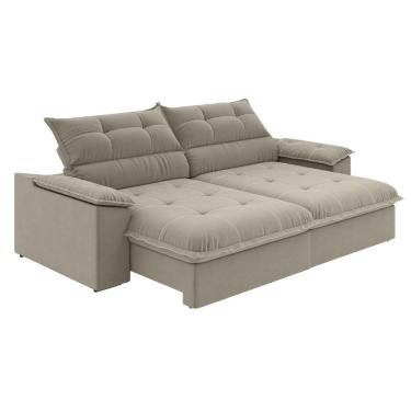 Imagem de Sofá Retrátil E Reclinável Bipartido 2,50m 4 Lugares Veneto Slim Luizzi Castor