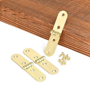 Imagem de YCSJ 20 peças de metal dourado para caixa de joias dobradiças para caixa de madeira, pequenas dobradiças de latão para artesanato artesanal, caixa de joias de madeira mini dobradiça de latão (20, bronze dourado)