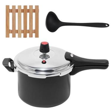 Imagem de Panela Pressão 4,5L Fechamento Externo + Descanso + Concha - Marcolar