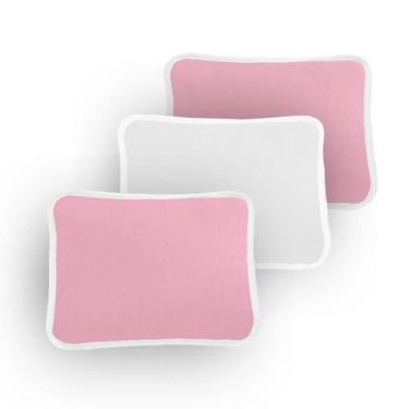 Imagem de Kit 3 Fronha Lisa Travesseiro Bebê 30X40Cm Rosa E Branco - Dugu