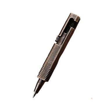 Imagem de SZHOWORLD Mini caneta esferográfica de latão, canetas de tinta preta EDC substituíveis da Bolt Action para escritório, trabalho, escrita, assinatura, viagens, trabalho de negócios, presentes especiais