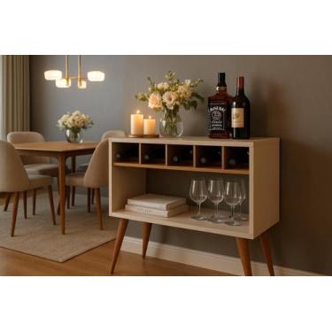 Imagem de Aparador Athenas MDF 90x88x34cm Resistente Prático - Basoto, OffWhite/