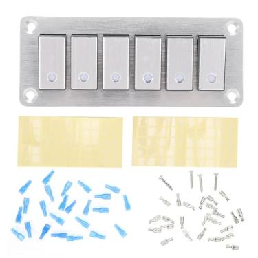 Imagem de Aramox 6 Painel de Interruptor de Alternância de Gangues, Painel de Balanço de Luz de Fundo Azul de Alumínio para RV Truck Boat SUV, Com Luz de Fundo, RV Projetado, Caminhão, Barco, SUV