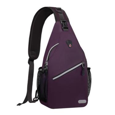 Imagem de Mochila Sling MOSISO Purple para viagens e caminhadas